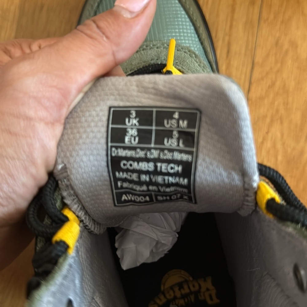 Dr. Martens  Olive Boots with Yellow Highlights - Picture 2 of 6